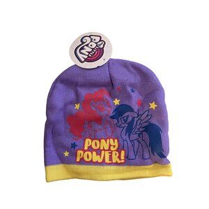 My Little Pony Kids Purple & Yellow Beanie With Pony Characters & Pony Power Tex